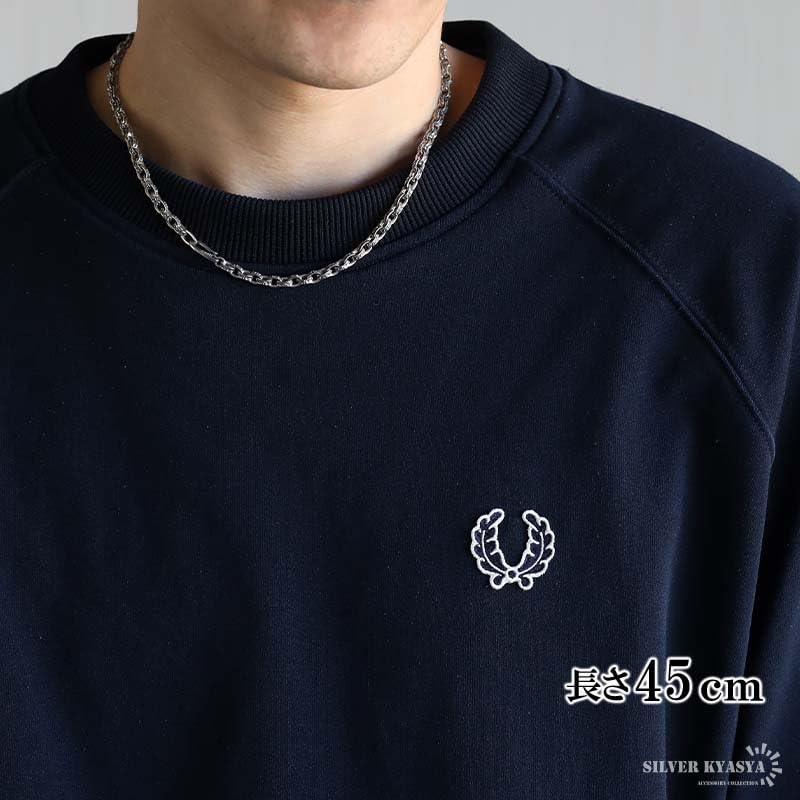 925 Silver Arabesque Pattern Necklace Arabesque Paper Chain Width 4mm Silver Metal Hypoallergenic [silver KYASYA] Men's (50cm)