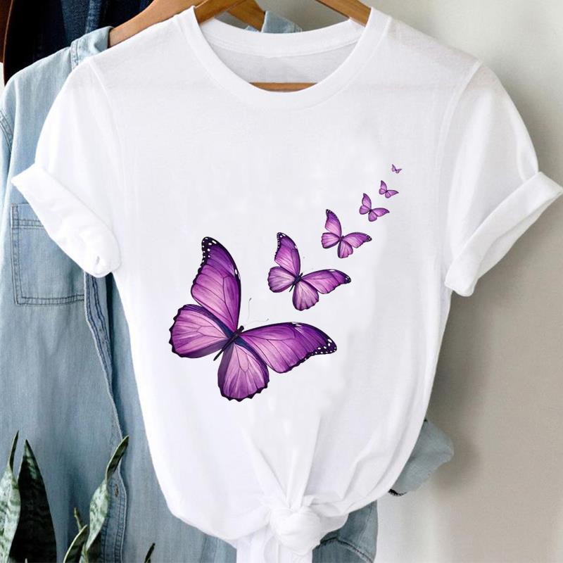 

(Asian Size) lovely flower cute Short Sleeve T-shirts Casual Clothing Printed Female Top T Shirt o-neck Lady Fashion Women Graphic Tee S