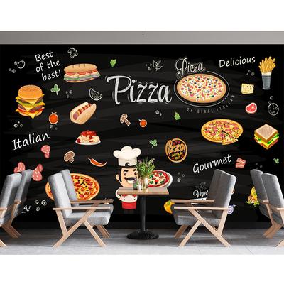 Fast Food Wall Mural Hamburger Restaurant Photo Wallpaper Pizza Snack Bar Decor Hamburger Wallpaper