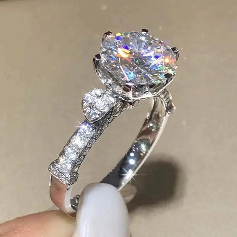 Fashion Female Rings Sterling SIlver Color Single Row Crown Shaped Finger Rings For Women Promise Love Wedding Statement 6