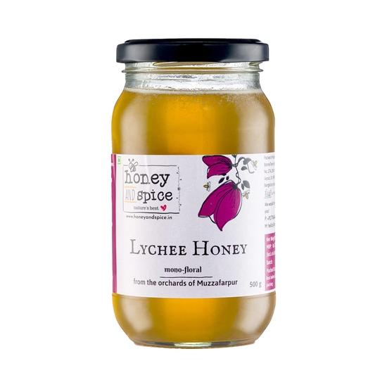 Honey and Spice Lychee Honey (500g)| the orchards of the Muzzafarpur region With No Added Preservatives | 100% Raw and Pure | Unblended