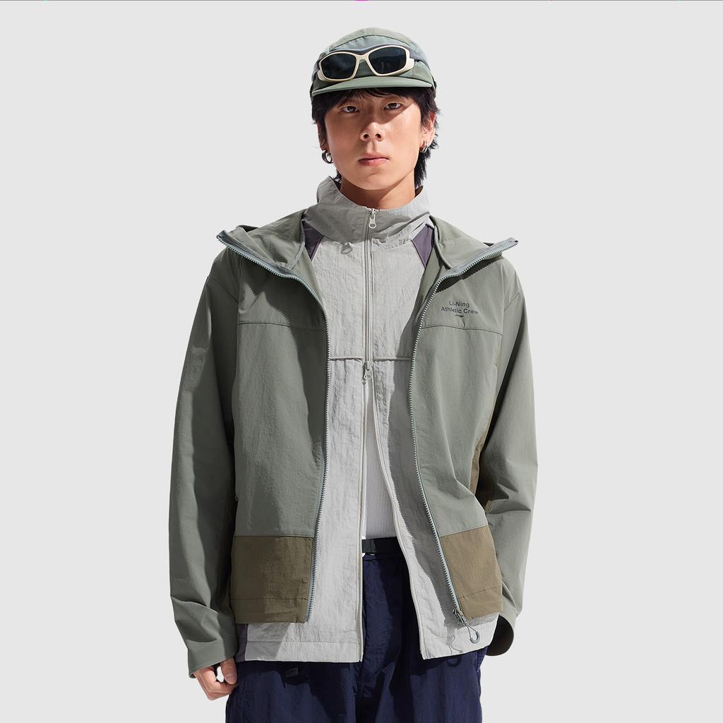 Li Ning Fitness Series Water-Resistant Windproof Comfortable Zip-Up Hooded Jacket Men Outerwear Luo-Yan-Green AFDU929-3