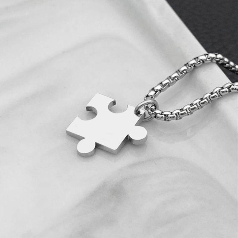Heart Puzzle Pieces Couple Necklaces Sturdy Steel Heart Puzzle Pendant Necklaces Accessory for Couples Romance Gift
