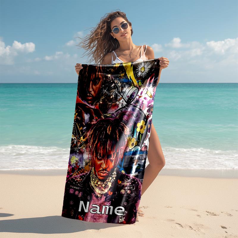 Personalized customized proof beach towel with Juice WRLD pattern - soft, absorbent,quick-drying,perfect swimming,camping&bathing