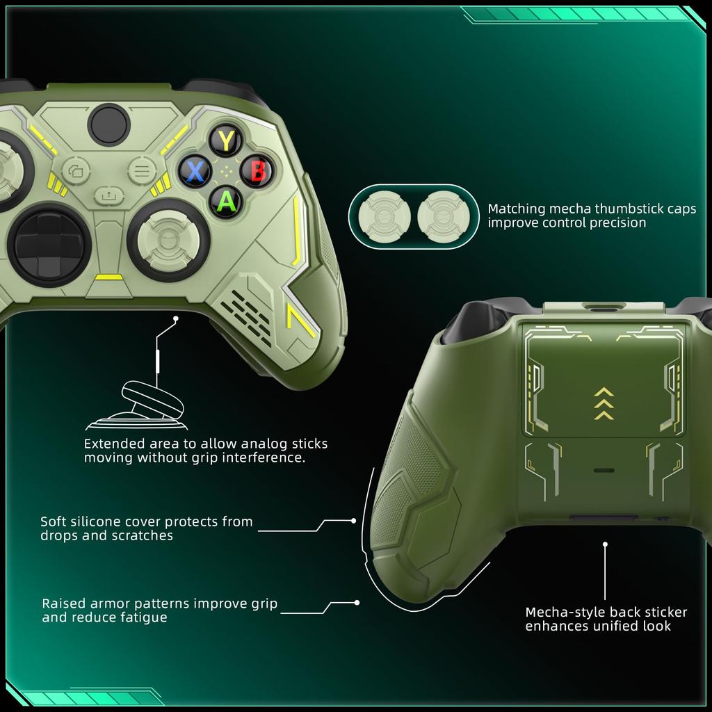 PlayVital Silicone Cover for Xbox Series Protective Case for Xbox Core Wireless Includes Thumbsticks and Stickers X/S Controllers, Non-Slip