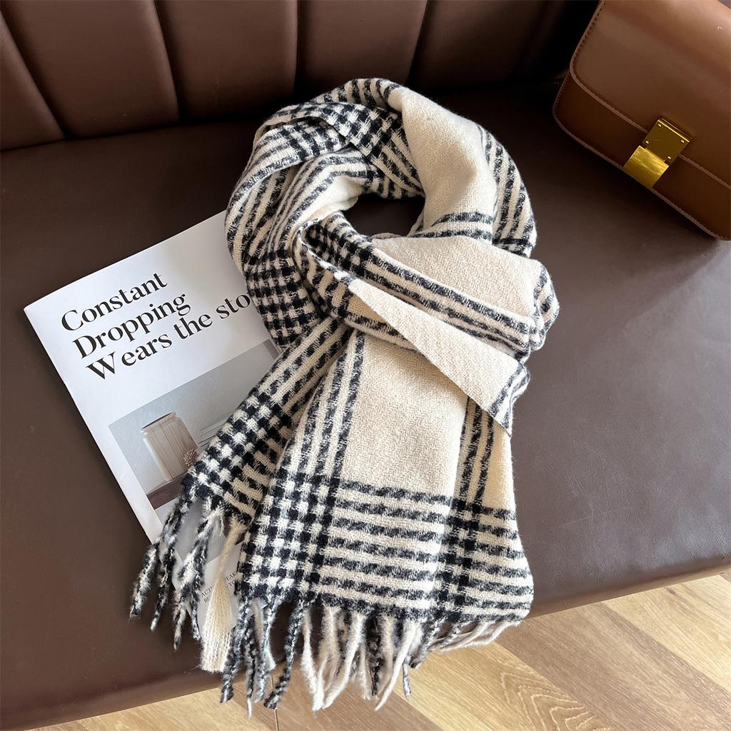 Women Winter Cashmere Scarf  Stripe Pashmina Luxury Brand Shawls and Wraps Bufanda Hijab Travel Stoles Echarpe Warm Blanket