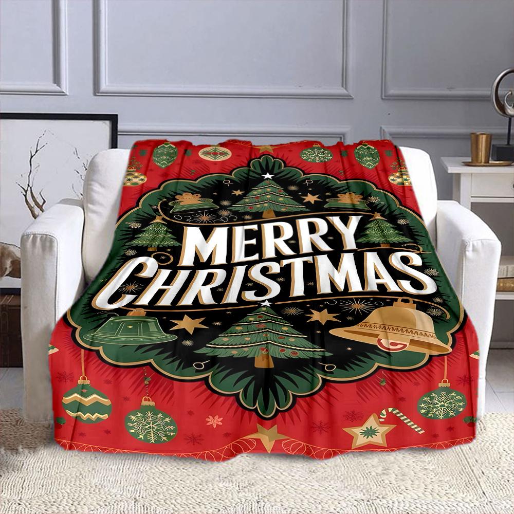 Merry Christmas Decorative Blanket Patterned flannel blanket perfect for the bedroom living room, sofa, or a little nap