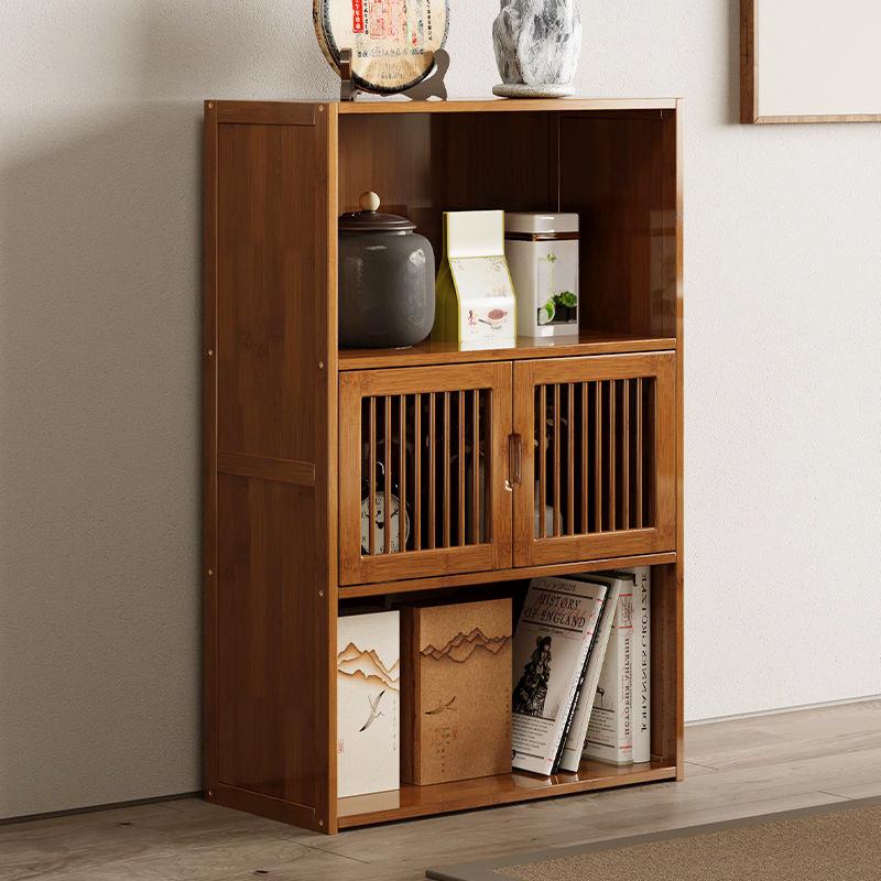 3-stöckiger Aufbewahrungsschrank, Bücherregal im Retro-Stil, Bambusschrank für Küche, Wohnzimmer & Büroaufbewahrung, Einfache Montage