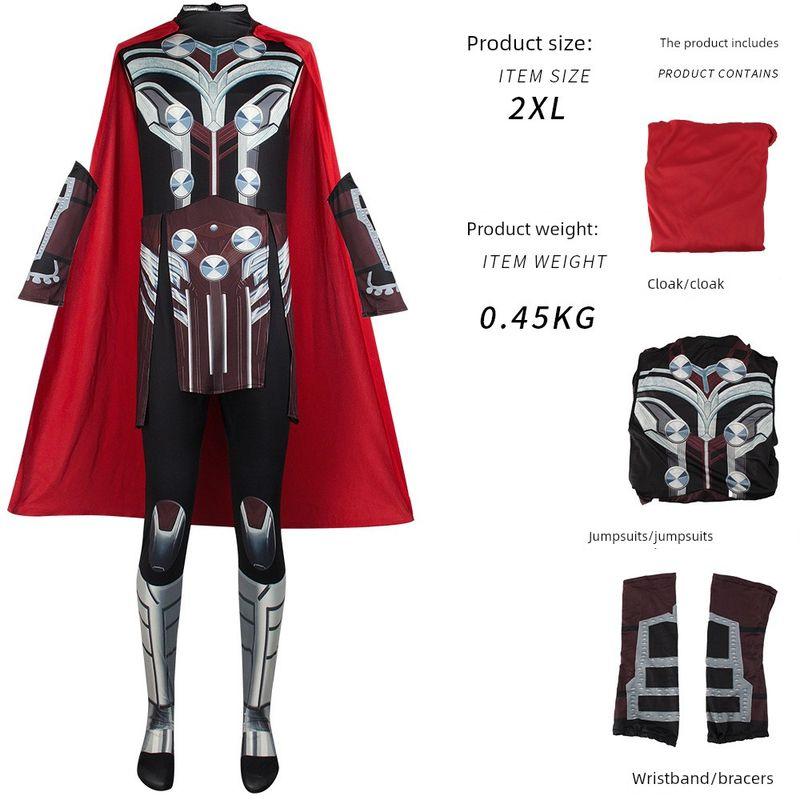 Halloween Cosplay Costume Thor 4 Thor Thorin Simple Children's and Adult Tight-Fitting Jumpsuit Cosplay Performance