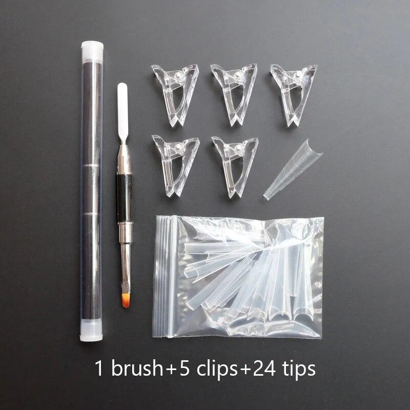 

Формы для наращивания ногтей с двусторонней кисточкой для УФ-геля, зажимы для ногтей, двойная форма для наращивания ногтей, быстрое наращивание, полное покрытие, кончики ногтей 1SET