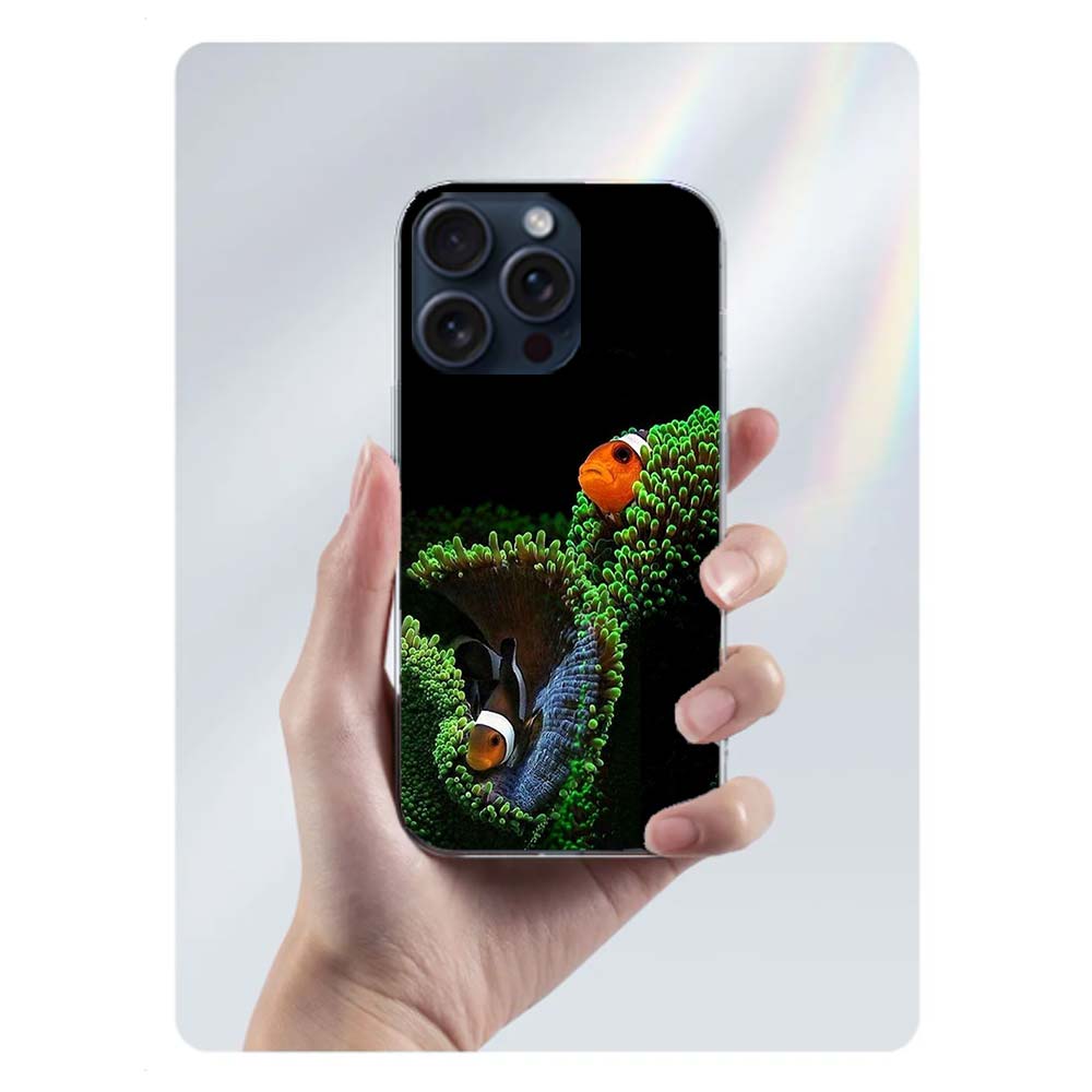 

Red Fish Swims in The Depths of The Sea Clear Phone Case For Iphone 17 Air 16 Pro Max 15 Pro 14 Plus 17E 16E 11 13 12 Mini Cover iPhone 12 Mini