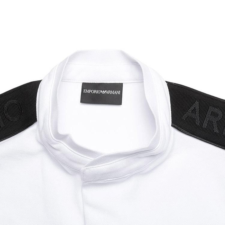 Emporio Armani SS23 Color Block Shoulder Letter Strap Short Sleeve Polo Shirt Men tops White 3R1FG2-1JCYZ-0100