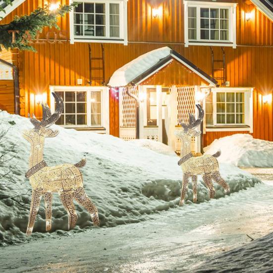Χριστουγεννιάτικα στολίδια από τάρανδο Λαμπερά πλαστικά στολίδια ελαφιού με φώτα LED για εσωτερικές εξωτερικές εμφανίσεις διακοπών
