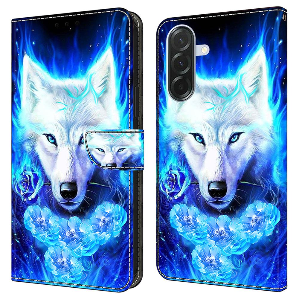 Kožené pouzdro pro Samsung Galaxy A16 5G/4G s potiskem vzoru, peněženkou a stojánkem, flipový kryt na telefon