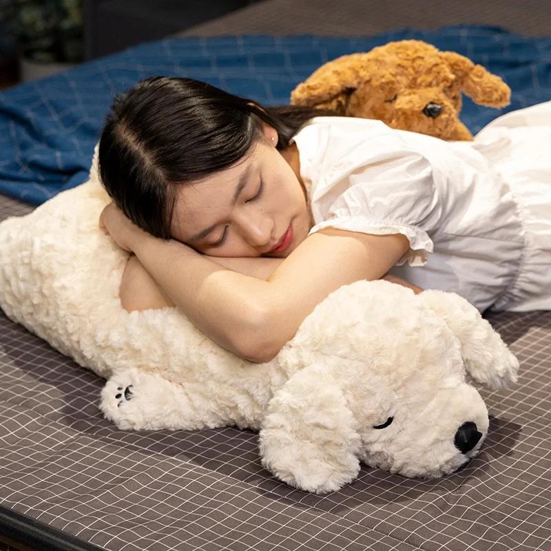 Simulation Lying Puppy Pillow Stuffed Realistic Sleeping Dog Poodle Plush Toys Animals Room Decor Birthday Gift