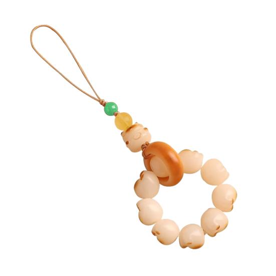 

Ремешок для мобильного телефона Шарм в виде кота удачи Декор из бусин Универсальная подвеска Плетение жёлтый