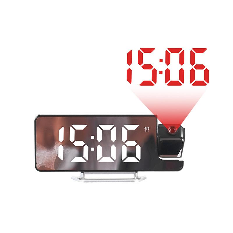 LED Large Screen Mirror Projection Alarm Clock Display Temperature Sensing Electronic Clock