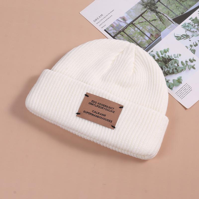 Hat Women Autumn and Winter Ins Patch Wool Hat Couple Casual Warm Knitted Hat Student Outdoor Cold Hat Men Ins Style