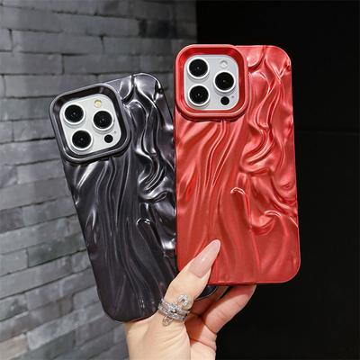 Custodia per telefono di lusso con motivo a pieghe stropicciate, tinta unita, per iPhone 16, 15, 14, 13, 12, 11 Pro Max, liscia e opaca.