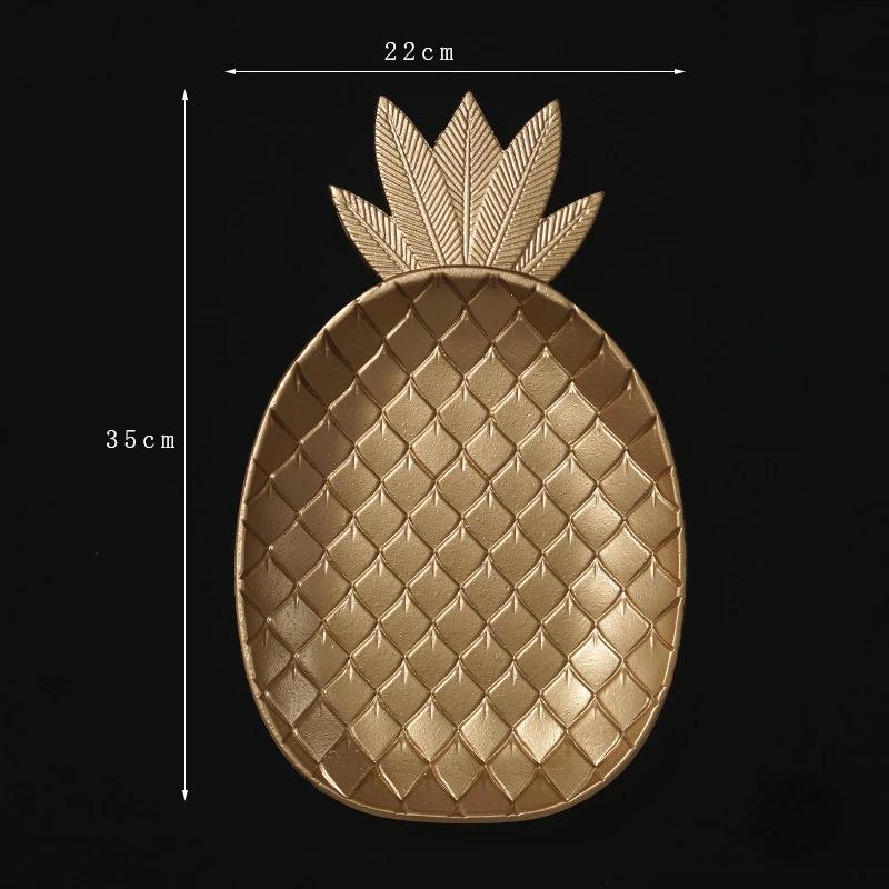 Luxuriöses goldfarbenes Party-Tablett, großes Herzblatt-Ananas-Snack-Tablett, Süßigkeiten-Tablett für Heimdekoration, hochwertige Tischgeschirr-Dekoration