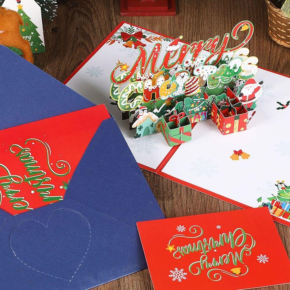 Christmas Tree Christmas Pop-Up Cards Thank You New Year Greeting Cards Party Accessories