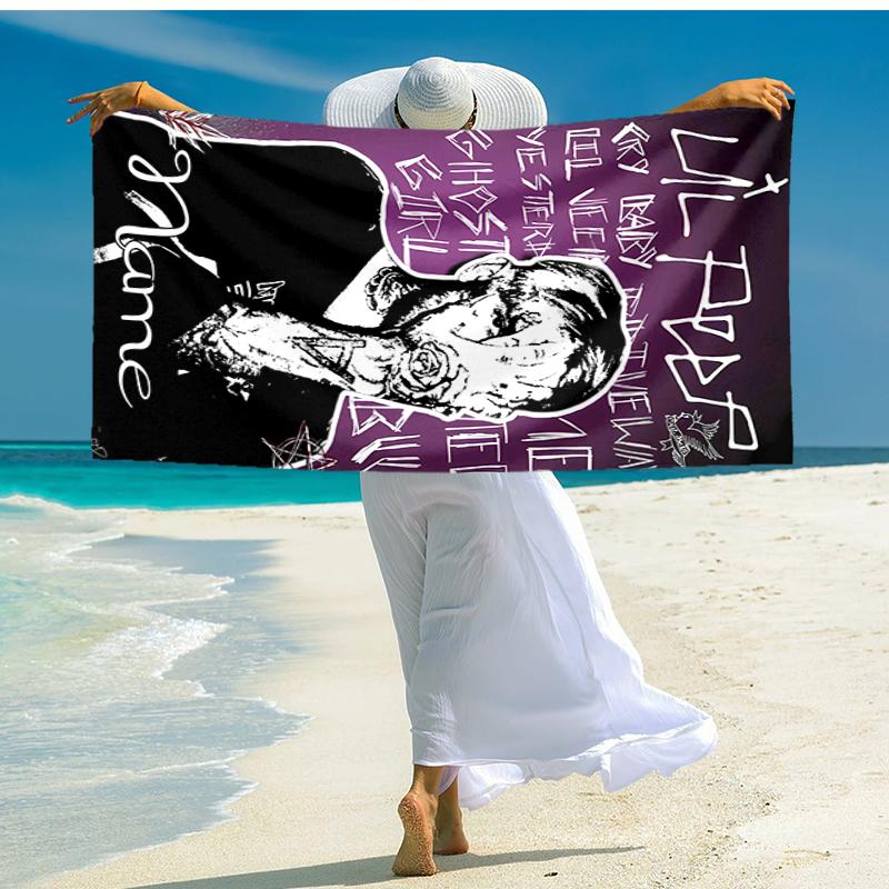 Personalized customized proof beach towel with Lil Peep pattern - soft, absorbent,quick-drying,perfect swimming,camping&bathing