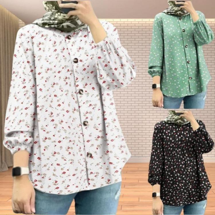 Fashion Floral Printed Blouse Loose Casual Ladies Shirt