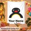 Pingu Personalized Wall Tapestry Custom Name Text Polyester Hanging Decor Home Room