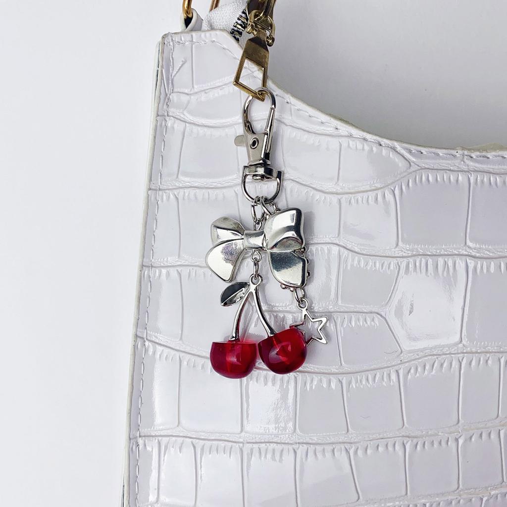 Fashionable Cherrys Bag Charm Keychain for Women with Sturdy Alloy Materials Designs for Purses Handbags Backpacks