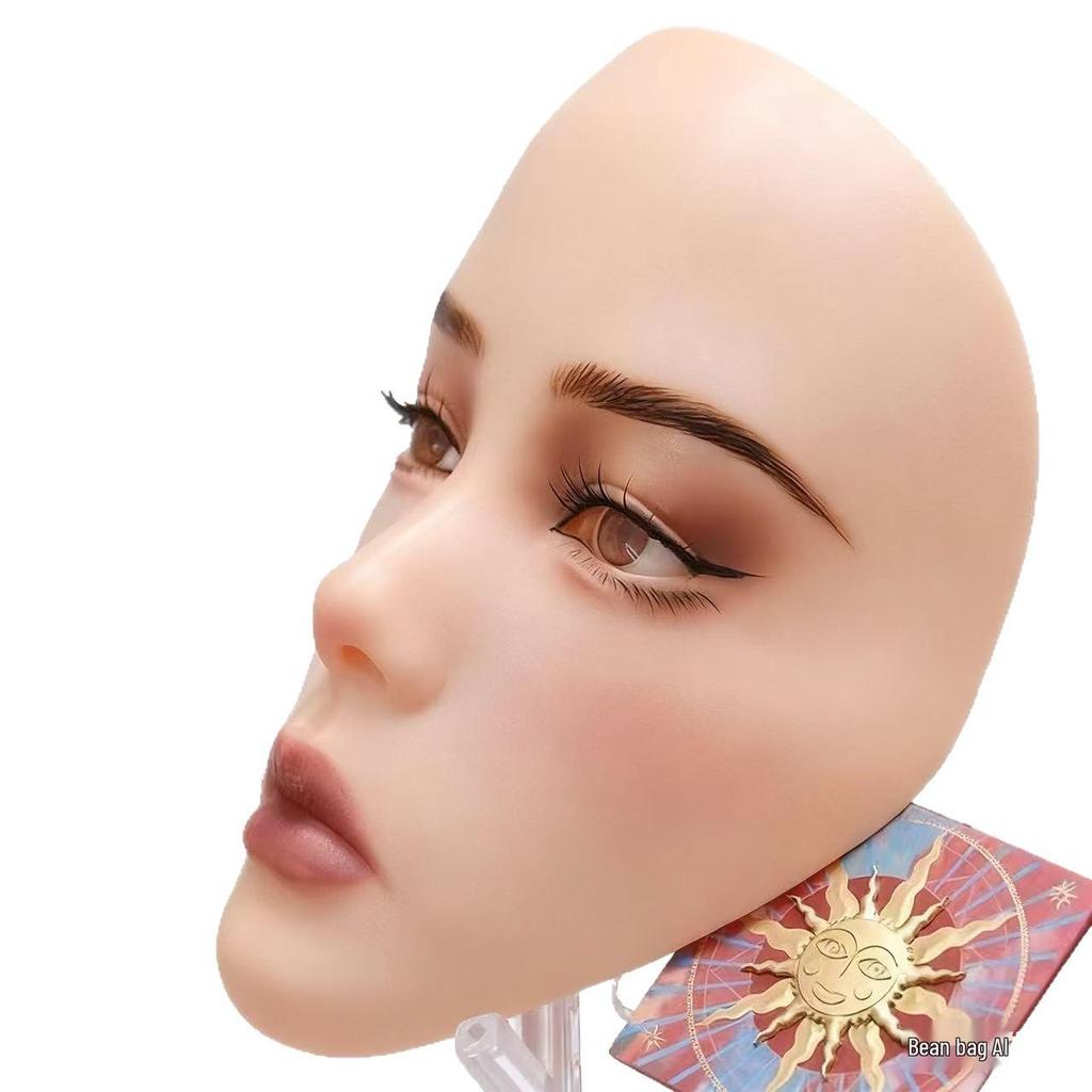 Silicone Practice Mannequin Head for Full Face and Eyebrow Makeup Training