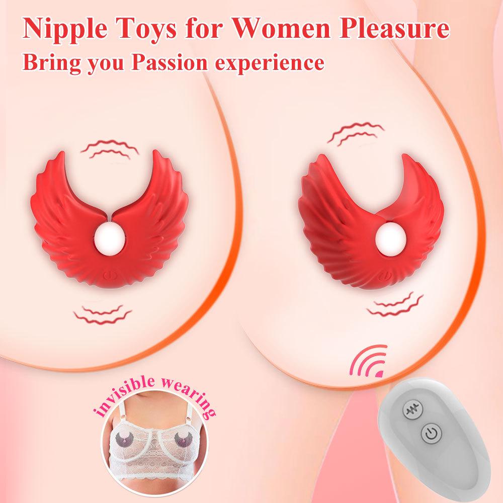 Angel Nipple Clamps & Silicone Breast Vibrator with Remote Control for Women