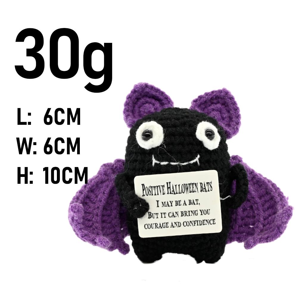 Série Festival Énergie Positive Crochet Halloween Poupée Tricotée Faite à la Main avec Carte d'Encouragement Mini Décor de Bureau Cadeau black