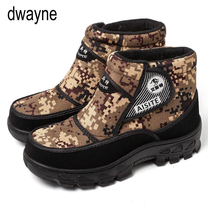 2019 Men Boots platform snow boots for men thick plush waterproof slip-resistant winter shoes Plus size ghn78