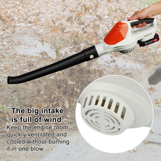 Handlicher Akku-Laubbläser, Elektrischer Laubbläser mit 2 Akkus und 1 Ladegerät, 24V Akku-Laubbläser für Rasenpflege, Terrasse, Hof