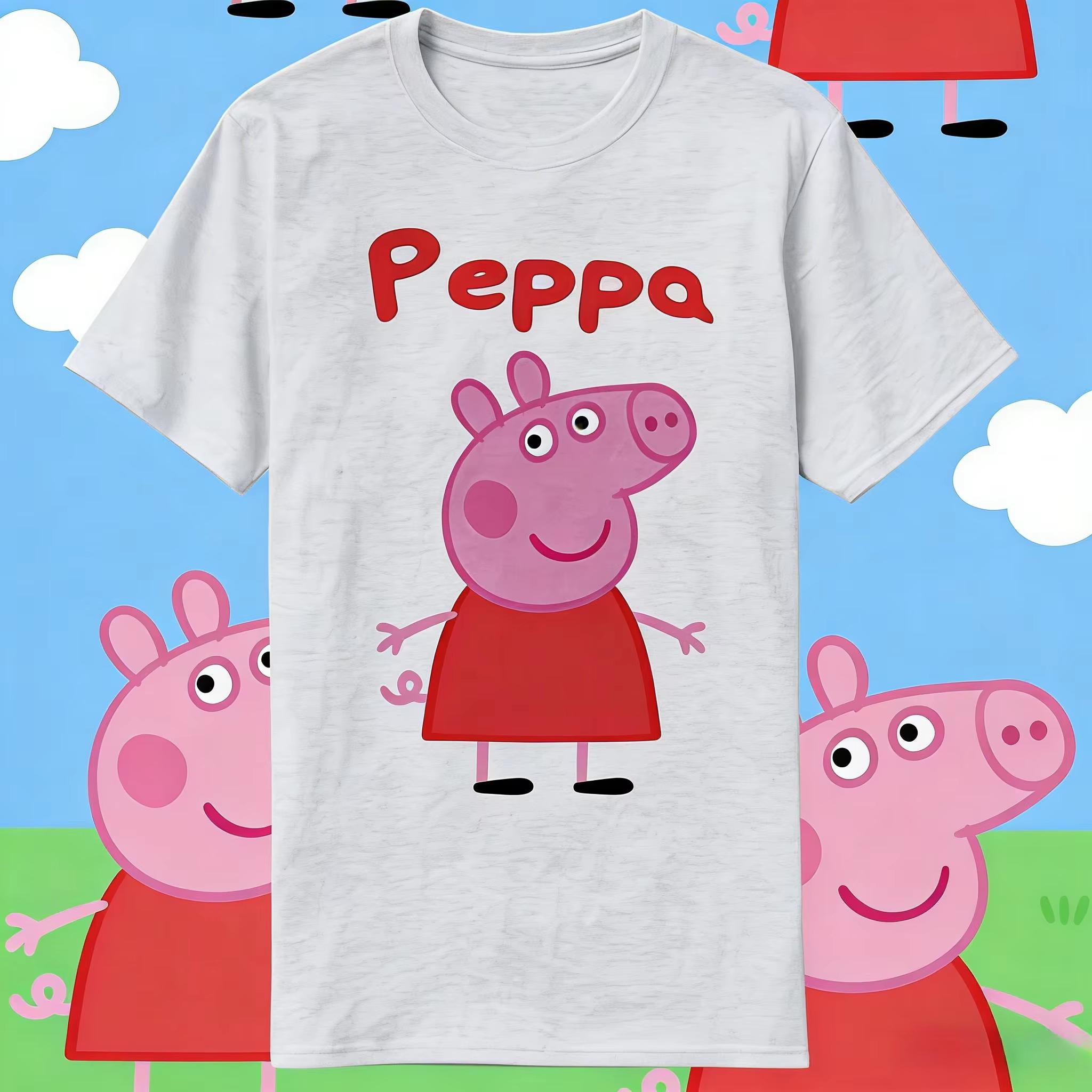 

2026 summer new Peppa Pig Summer Cartoon Pattern Printed Unisexs and Womens TShirt Loose and Breathable for Leisure Use S