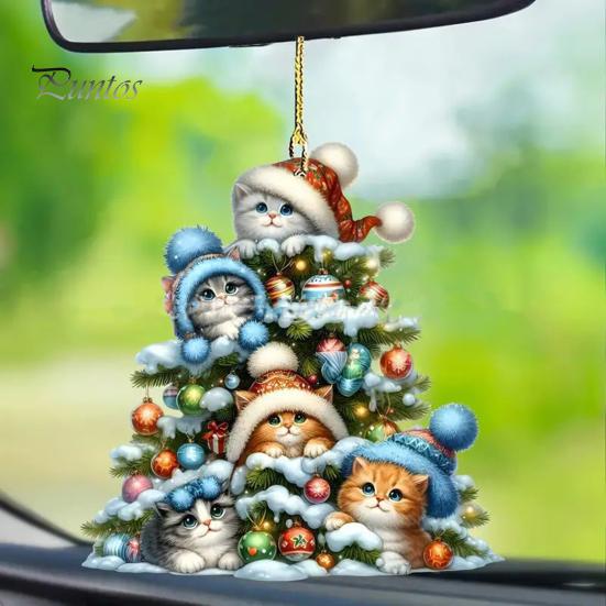 Hängendes Ornament, süße Tierdekoration, kreative Form mit Schlüsselband, einfach aufzuhängen, Auto-Rückspiegel-Ornament, hängende Charms