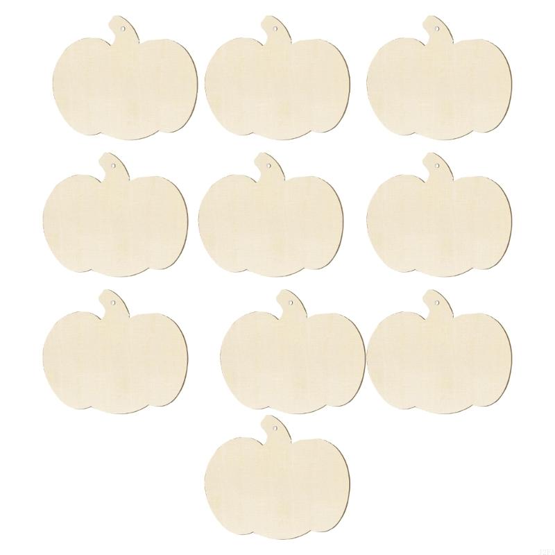 Set of 10 Unfinished Pumpkin Cutouts Paintable Plaque for DIY Halloween Thanksgiving Decoration Party Supplies