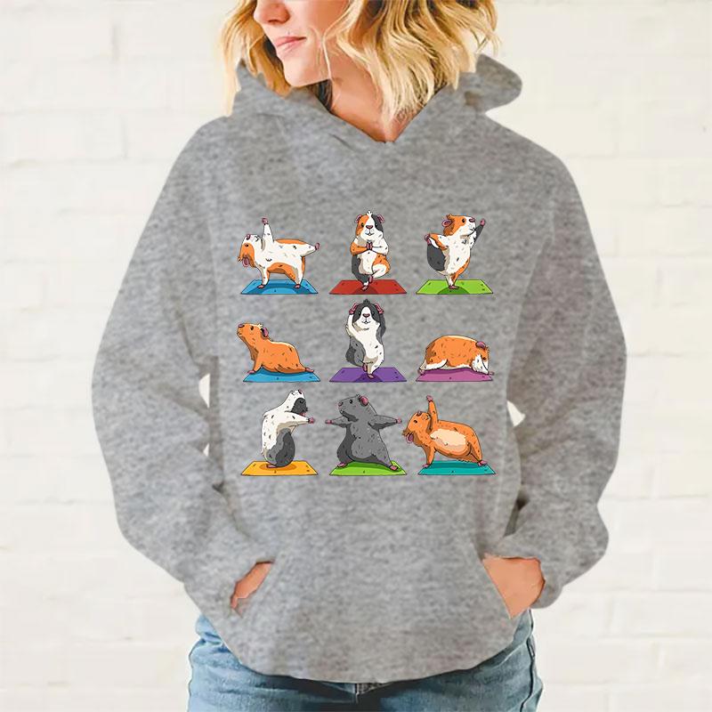 New Women Men Hoodies Yoga Guinea Pig Printed Tops Casual Harajuku Sweatshirts Loose Pullover