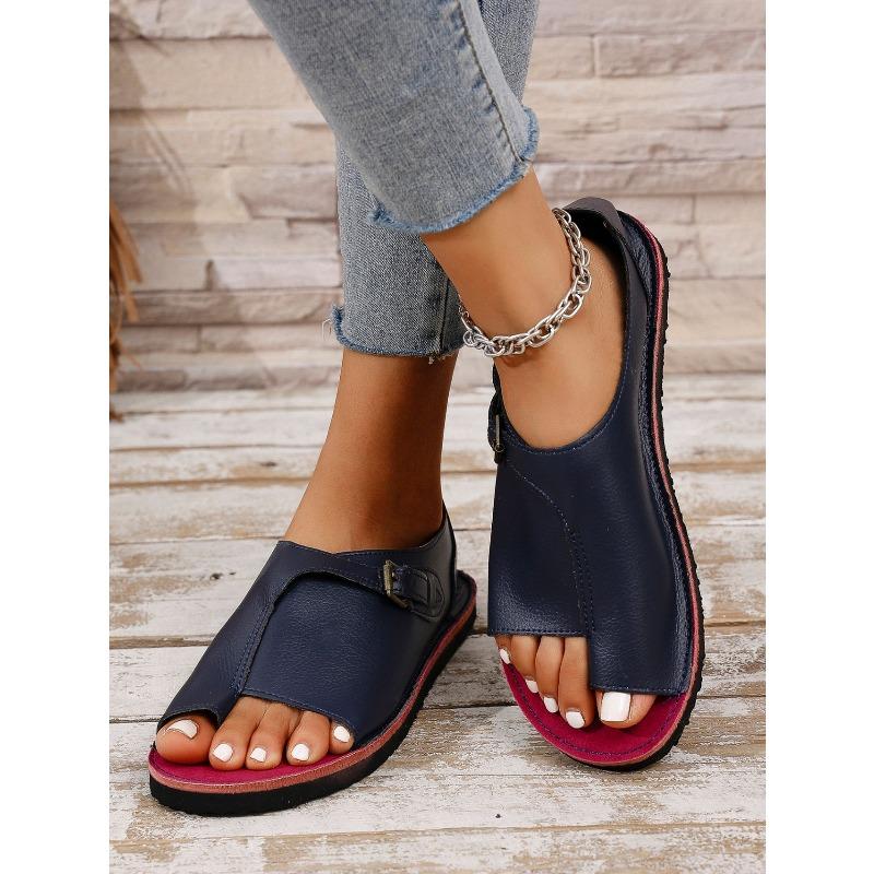 Women's New Plus Size Flat Ankle-Wrap Sandals Buckle Casual Style