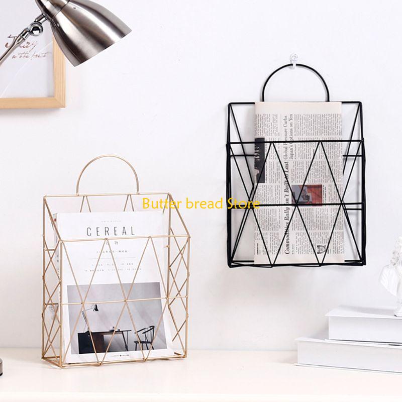 W89C Nordic Magazine File Book Rack Desktop Hanging Storage Shelf Office Home