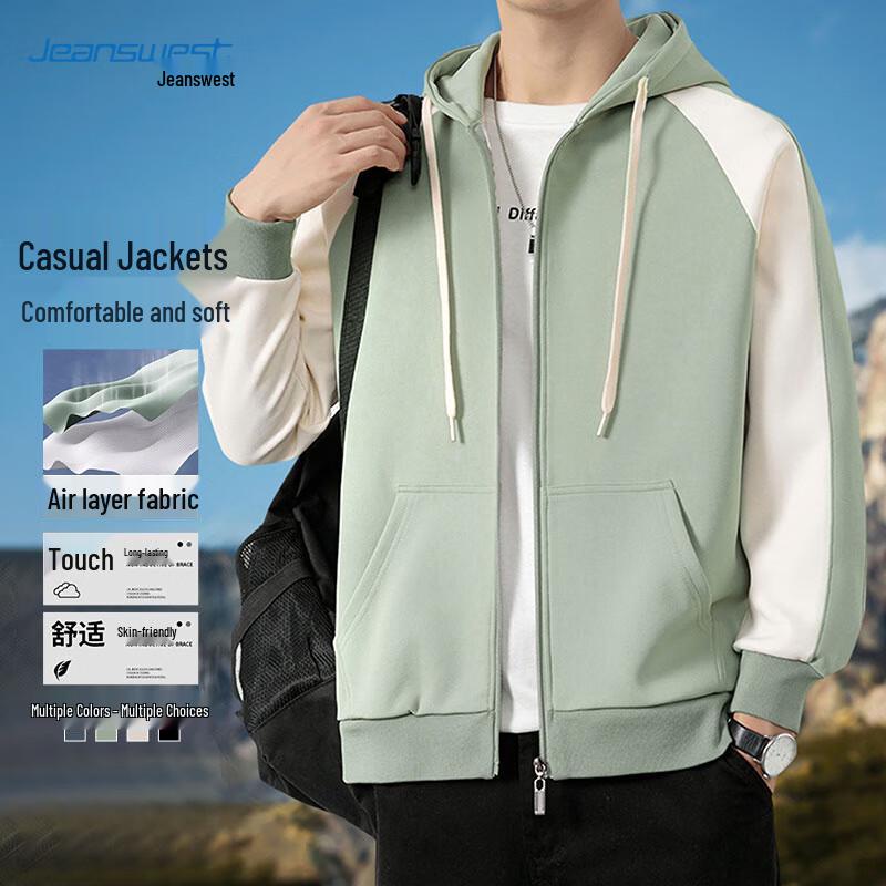 

JEANSWEST Men s Hooded Windproof Casual Jacket 4XL