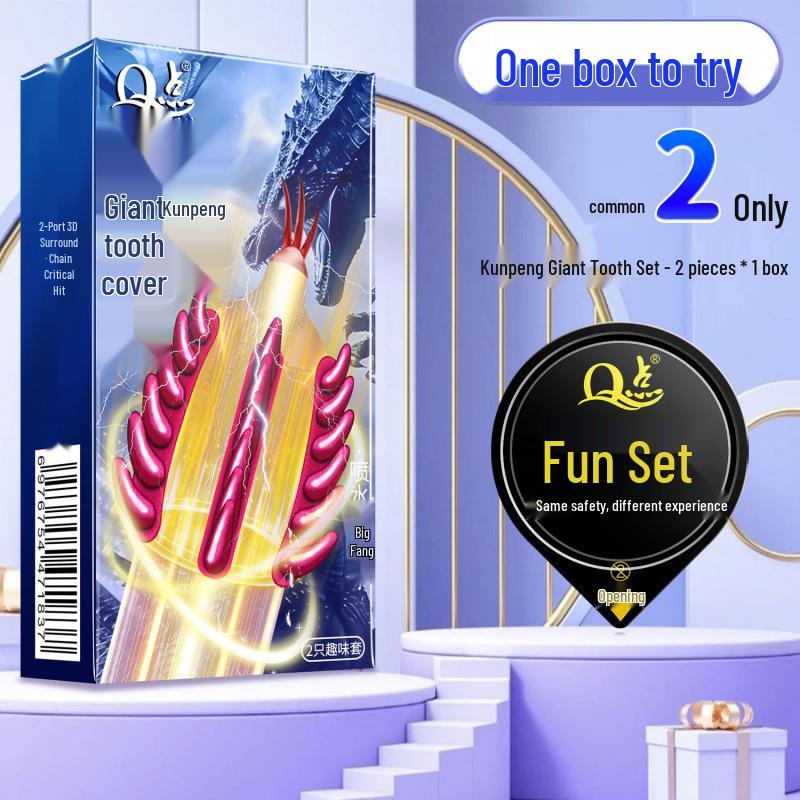 Q Point Thorn Set: Erotic Couples' Condoms with Large Particles, 2pcs/pack