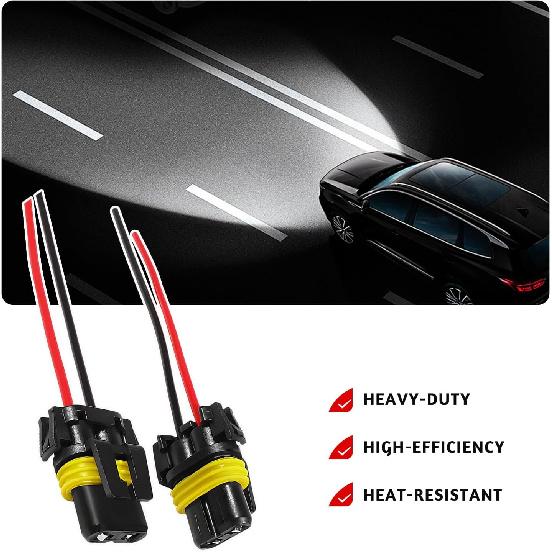 2 PCS Female Adapter Wiring Harness Sockets, 9005 9006 9012 HB3 HB4 Waterproof Headlight Wire Connector, Heavy Duty Auto Pigtail Plug Adapter for Fog