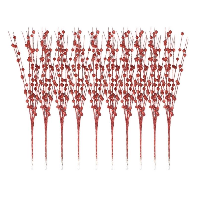 

Pack Of 10 Christmas Tree Decorative Stem Artificial Plant Branches Home Decoration Festival Ornament Accessories красный