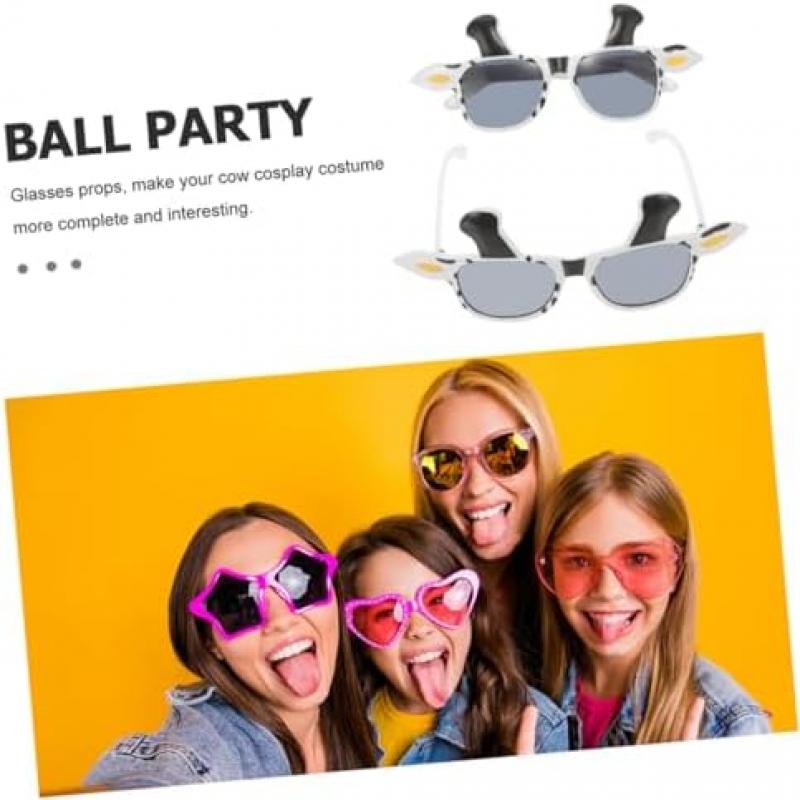 2 Pack Cow Sunglasses, Lightweight Polycarbonate Funny Animal Glasses for Adults, Party Photo Booth Props Birthday Masquerade Accessories