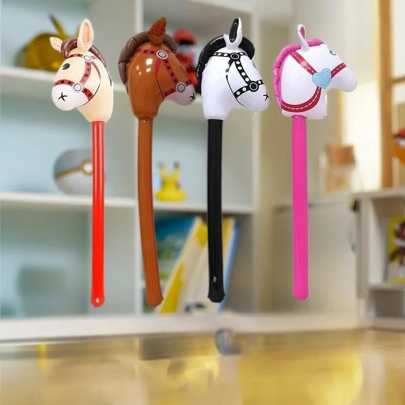 1 Stück Aufblasbarer Pferdekopf-Ballon Aufblasbares Pony-Stab-Spielzeug Halloween-Partyartikel Aufblasbarer Stab Kinderspielzeug