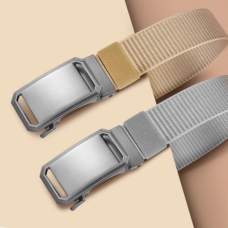 Men's Automatic Buckle Belt Trendy and Versatile Punch-free Men's Belt Military Training Jeans Braided Trousers Belt Canvas