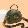 Vintage geprägte weiche Leder kleine runde Tasche Damen Umhängetasche