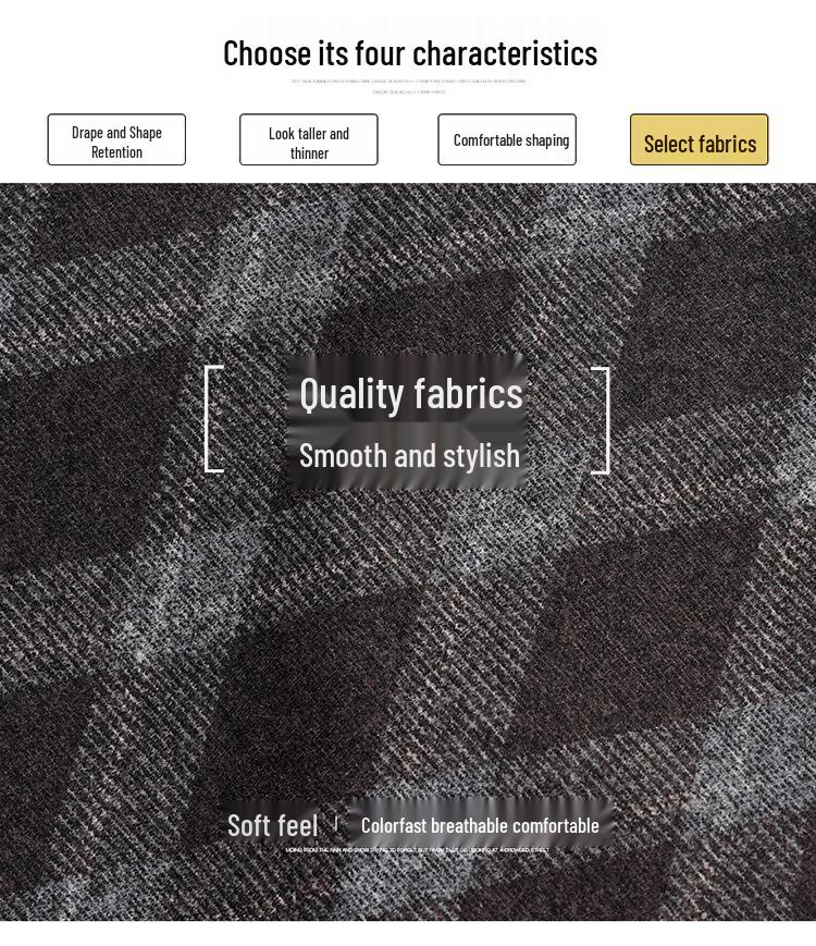 Women's High-Waist Woolen Plaid A-Line Skirt - Autumn/Winter 2025 Collection