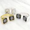 UNOde50 2025 Creative Retro Square Crystal Open Ring for Women - Exquisite European & American Design